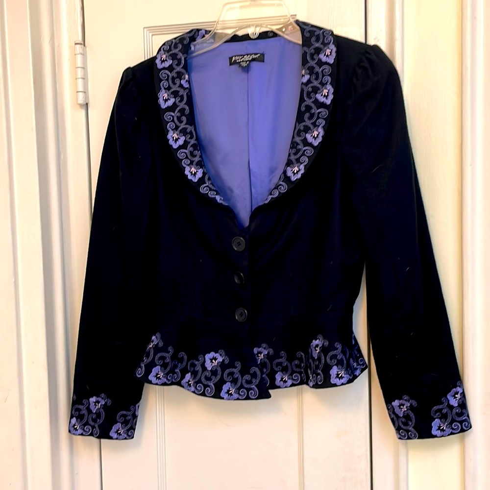 Betsey Johnson Embroidered Peplum Blazer